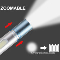 Torcia elettrica a doppia luce a doppia luce zoomabile ricaricabile in alluminio